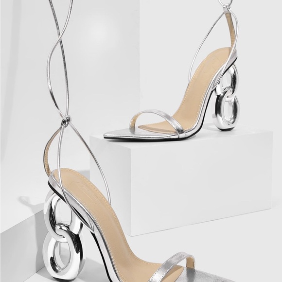Silver Modern Heels with Sleek Design - Picture 9 of 9
